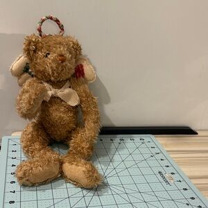 Vintage Brown Angel Teddy Bear with patchwork wings Holiday Accent Douglas Co